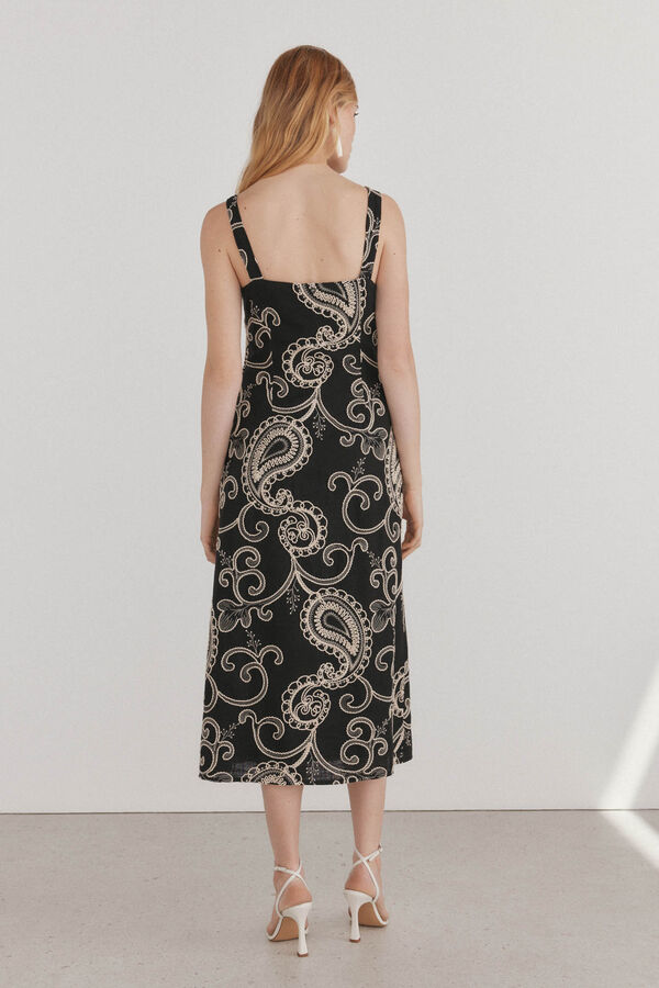 Pedro del Hierro Vestido bordado recto Negro