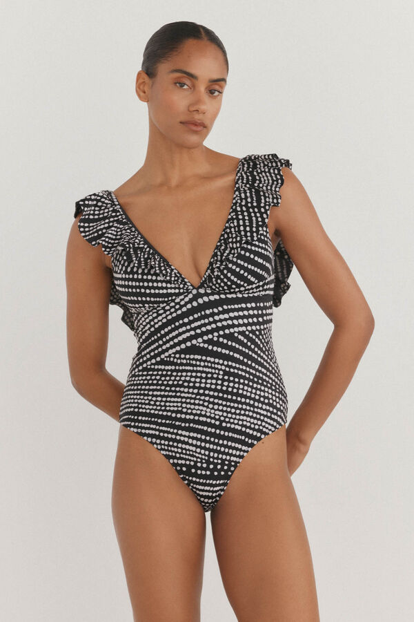 Pedro del Hierro Fato de banho folhos Preto