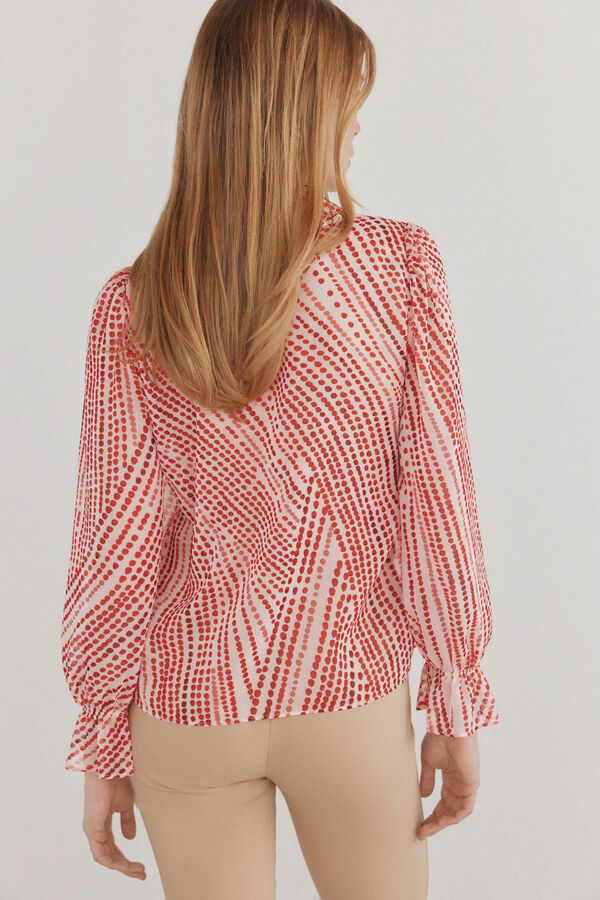 Pedro del Hierro Blusa flu&iacute;da com decote em bico Vermelho