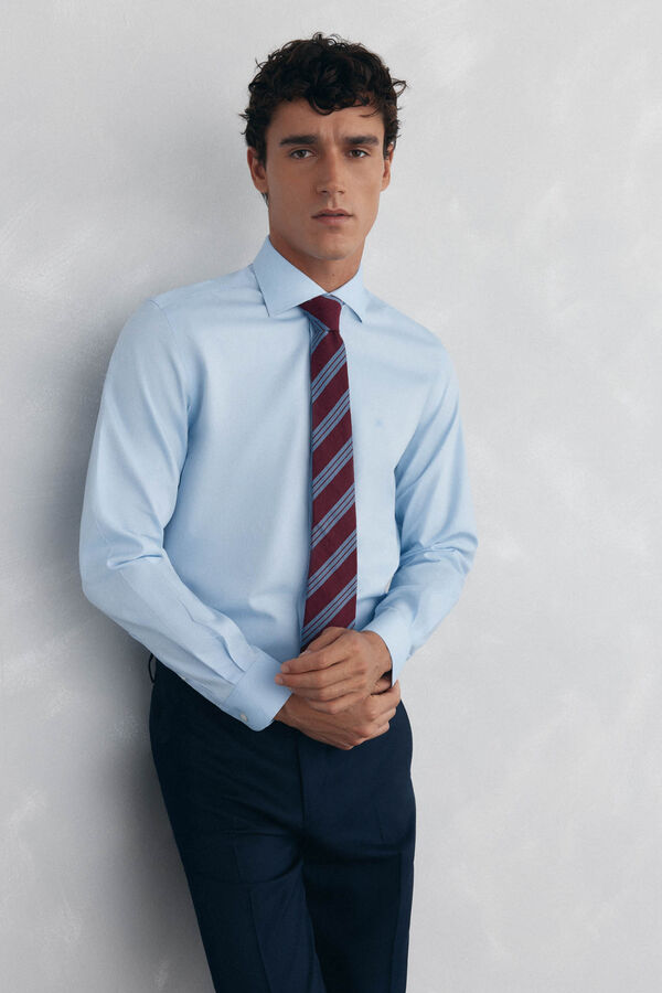 Pedro del Hierro Camisa social lisa que n&atilde;o pode ser passada a ferro + resistente a manchas Azul