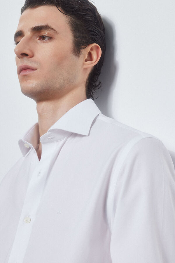 Pedro del Hierro camisa formal lisa non iron + antimanchas Branco