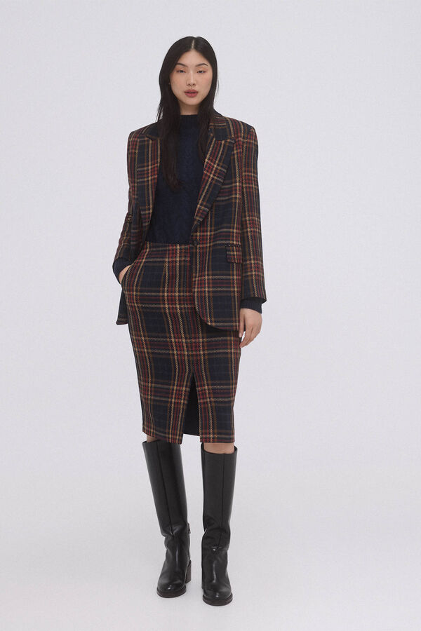 Pedro del Hierro Falda recta cuadros Azul