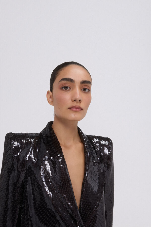 Pedro del Hierro Blazer curto de lantejoulas Bordeaux