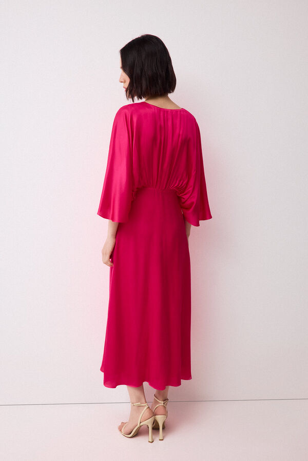 Pedro del Hierro Vestido drapeado manga fluida Rosa