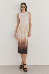 Pedro del Hierro Vestido recto estampado Marr&oacute;n