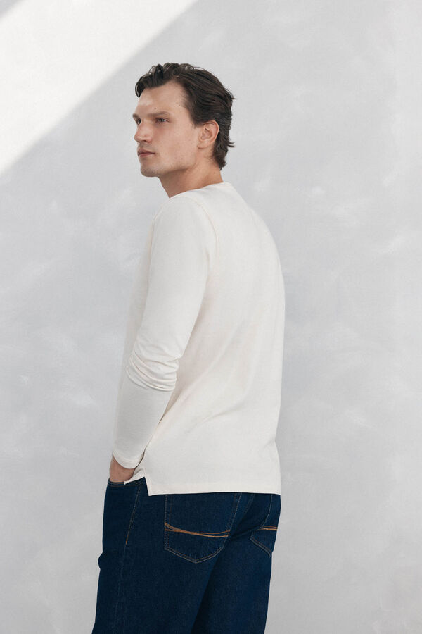 Pedro del Hierro Camiseta b&aacute;sica manga larga Beige