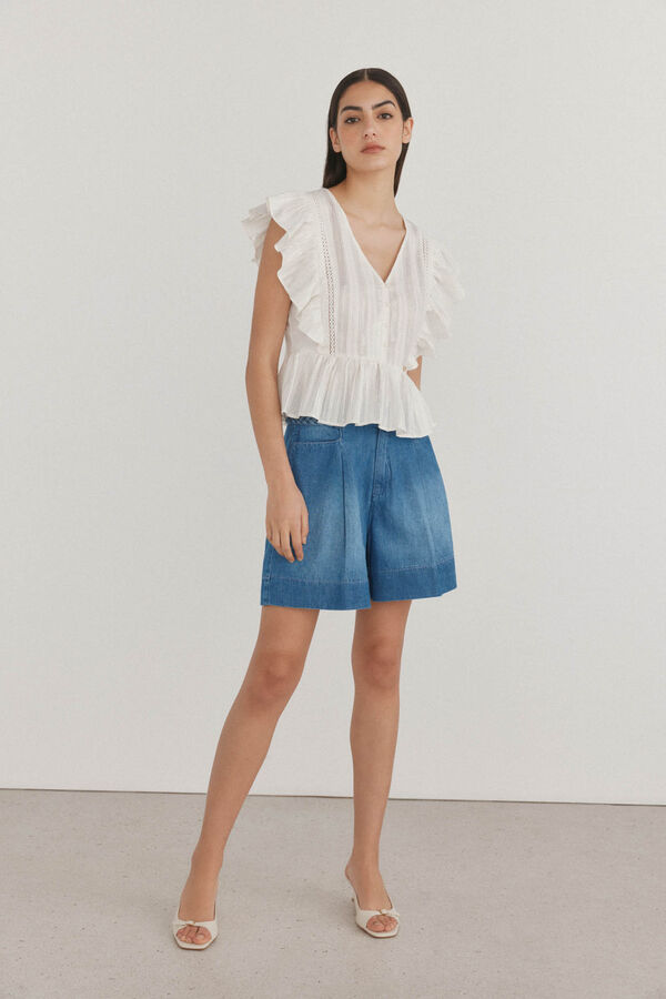 Pedro del Hierro Top combinado fantasia Ecru