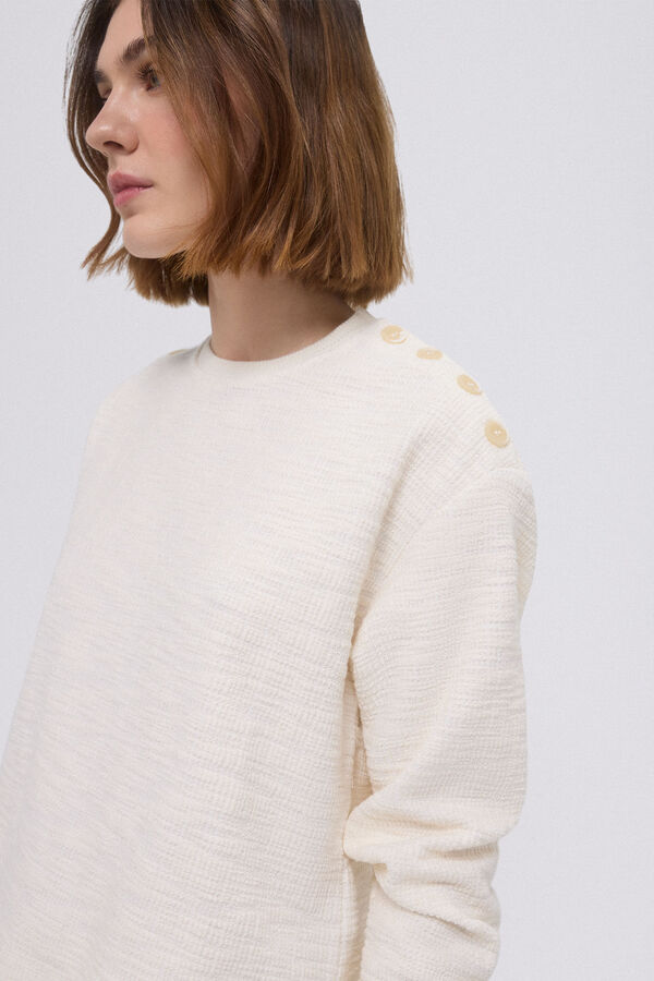 Pedro del Hierro Sudadera lisa botones Beige