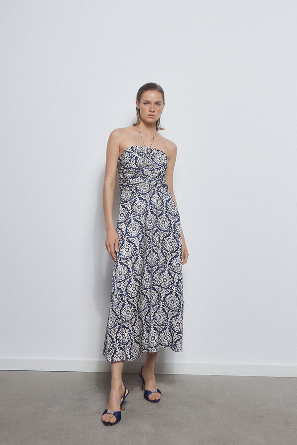 Pedro del Hierro Vestido halter estampado Gris