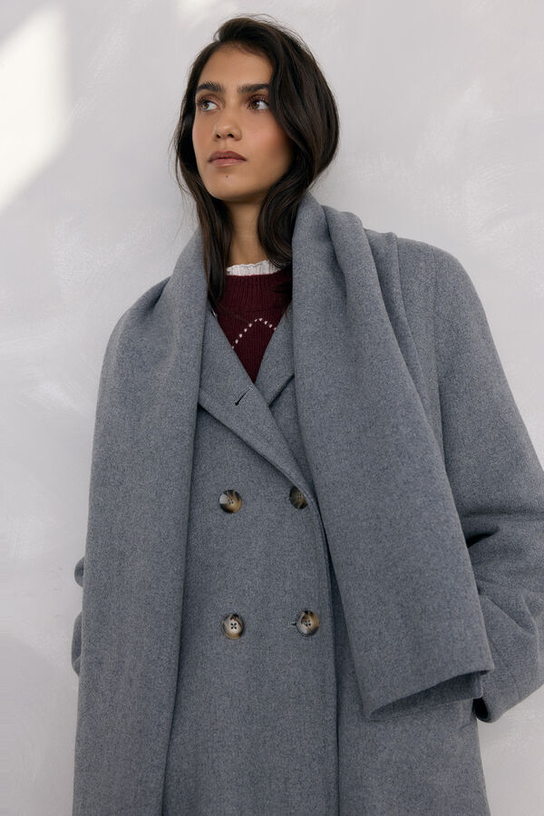 Pedro del Hierro Abrigo con bufanda Gris