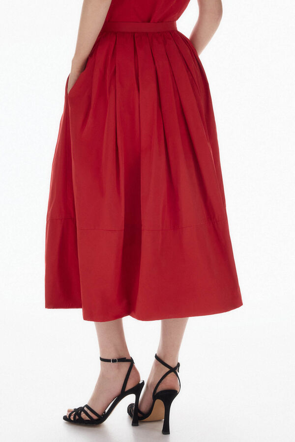 TFP by Tamara Falc&oacute; Saia midi de tafet&aacute; Vermelho