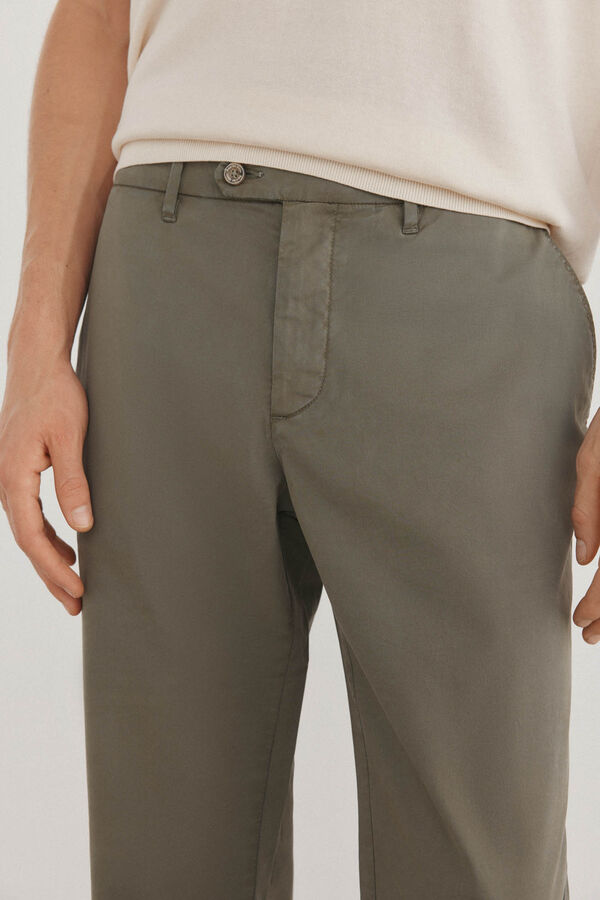 Pedro del Hierro Pantalón algodón y lino Verde
