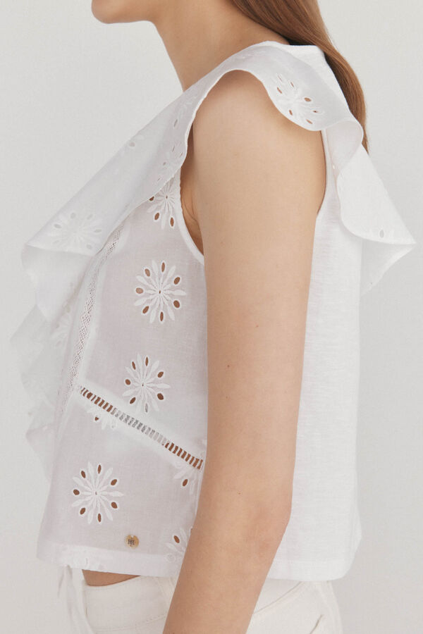 Pedro del Hierro T-shirt combinada bordada Branco