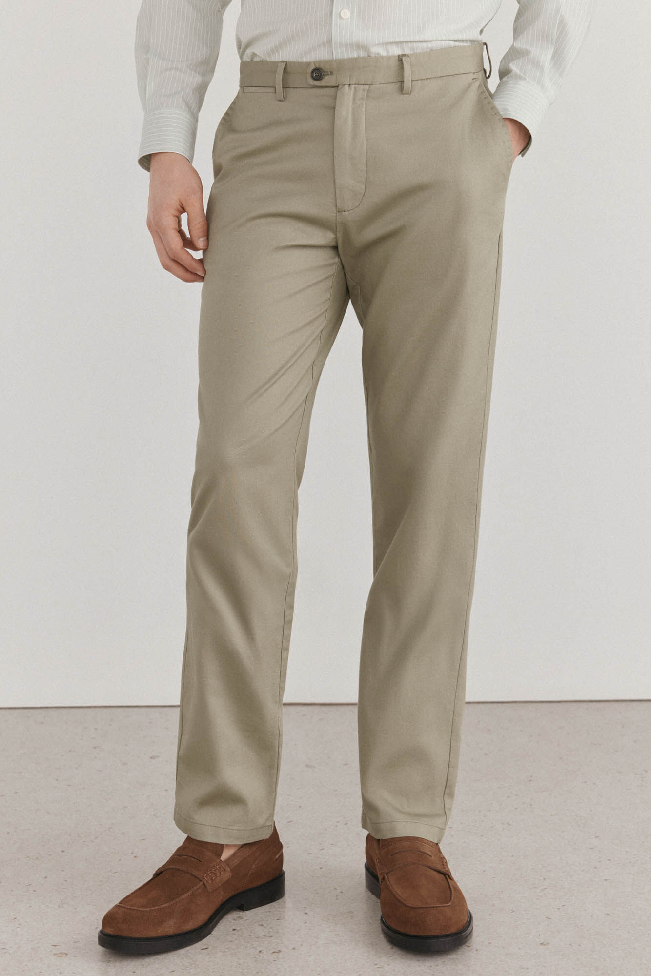 Pedro del Hierro Cal&ccedil;as cal&ccedil;as chino de linho de regular fit
