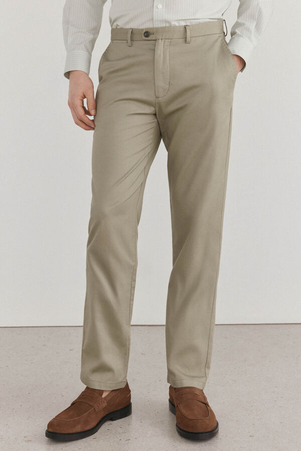 Pedro del Hierro Cal&ccedil;as cal&ccedil;as chino de linho de regular fit Verde