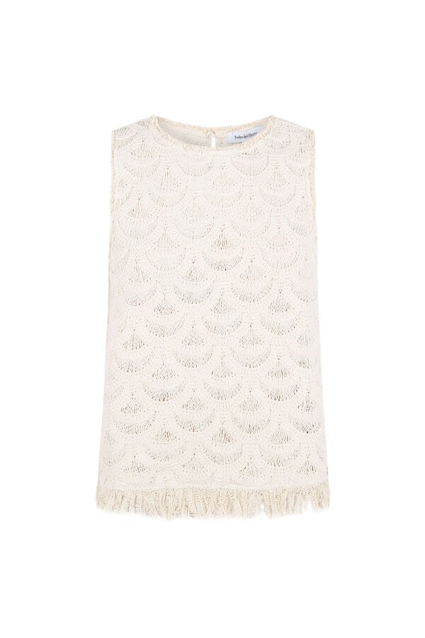 Pedro del Hierro Top crochet sin mangas Beige