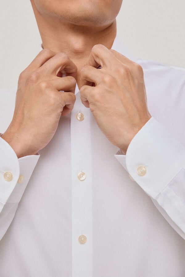 Pedro del Hierro Camisa vestir non iron y antimanchas lisa classic fit Branco