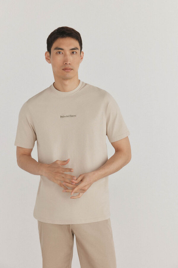 Pedro del Hierro Camiseta logo posicional Beige