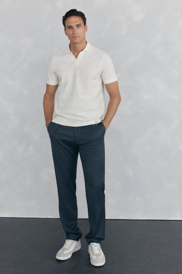 Pedro del Hierro Polo estrutura jacquard Ecru