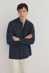Pedro del Hierro Guayabera lino Azul