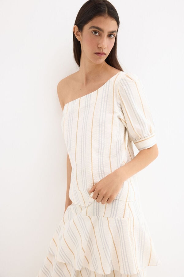 Pedro del Hierro Top assim&eacute;trico Beige