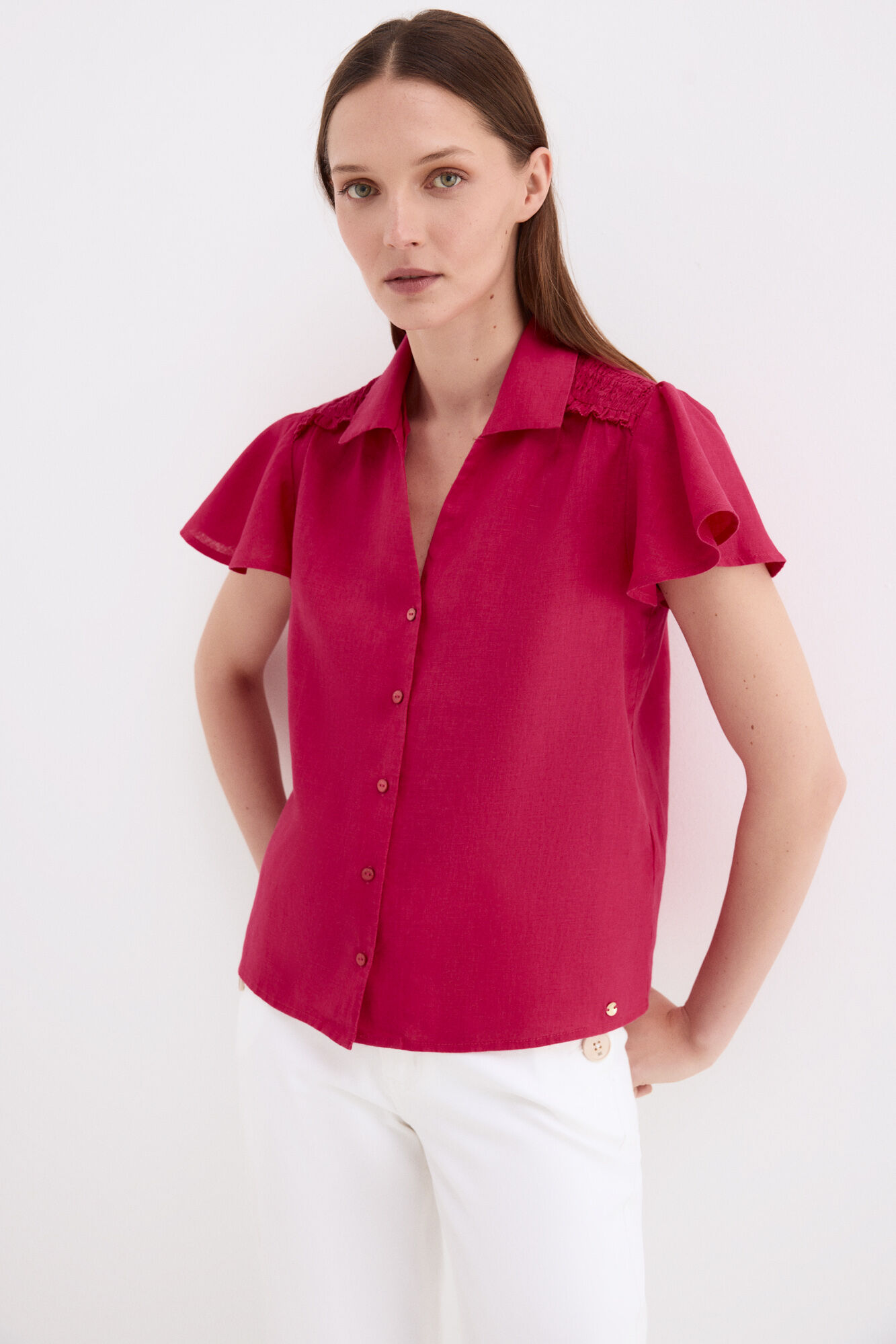 Pedro del Hierro Blusa em linho de manga curta