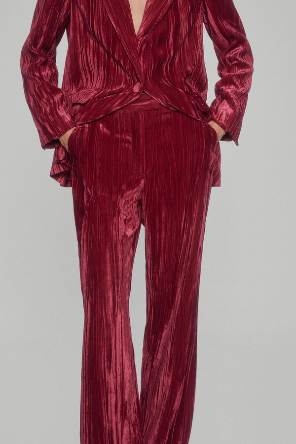 Pedro del Hierro Pantalon terciopelo arrugado Rojo