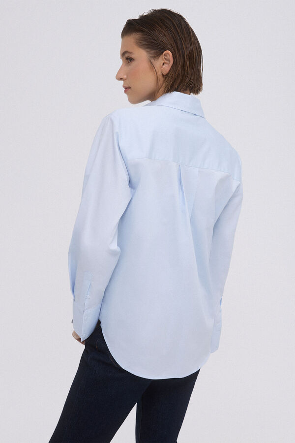 Pedro del Hierro Camisa oversize popel&iacute;n detalle bolsillo frontal Azul