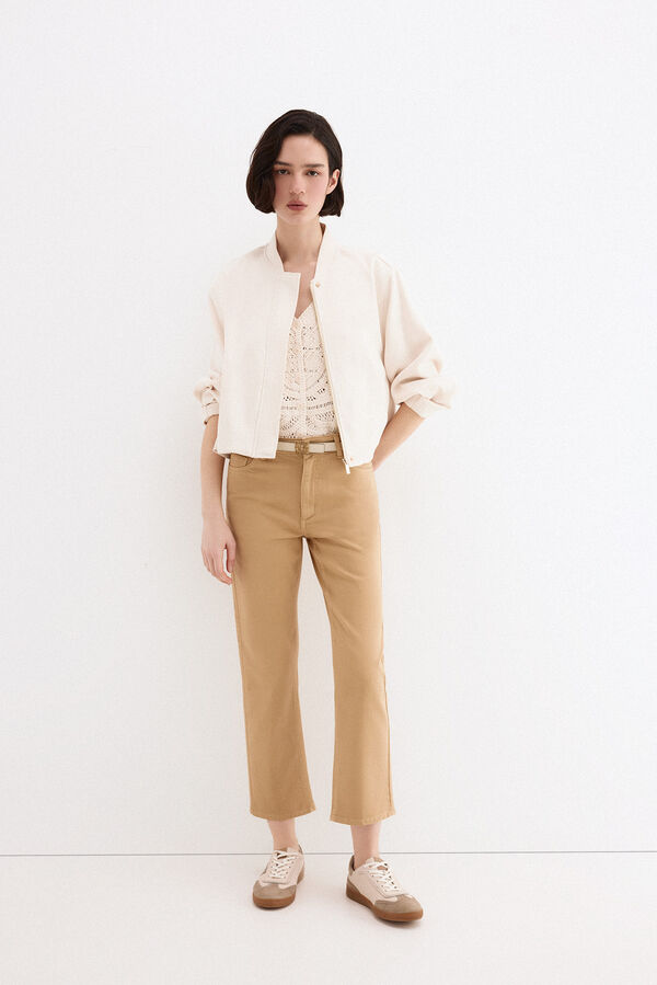Pedro del Hierro Jeans straight capri basic Beige
