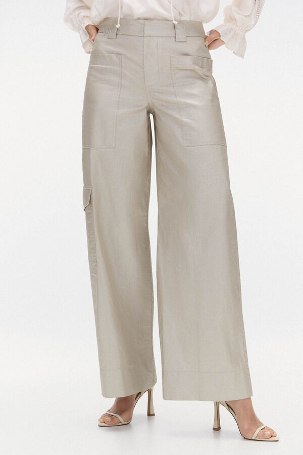 TFP by Tamara Falcó Pantalón laminado cargo Amarillo