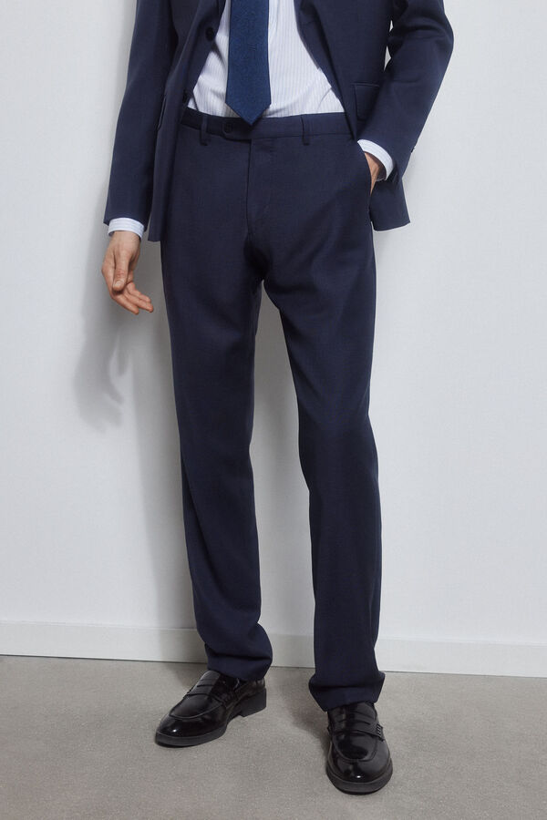 Pedro del Hierro Pantal&oacute;n cuadrill&eacute; tailored fit Azul