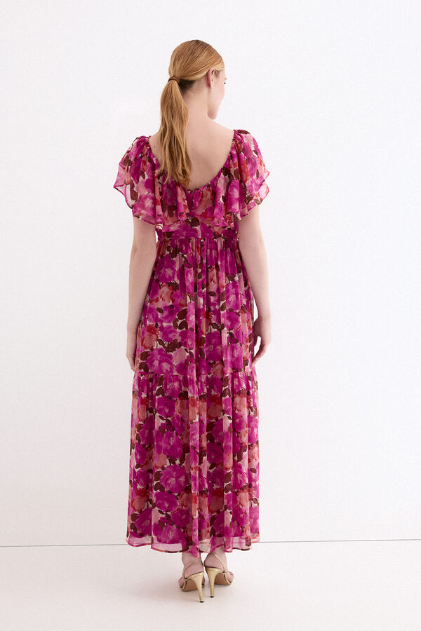 Pedro del Hierro Vestido largo rom&aacute;ntico estampado floral Rosa