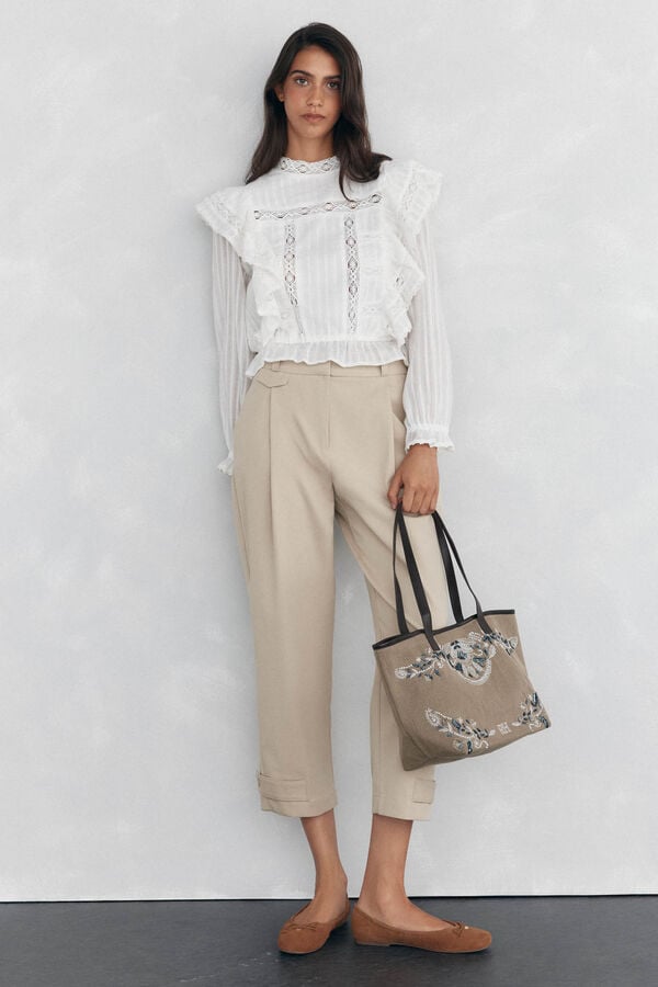 Pedro del Hierro Blusa rom&aacute;ntica volante Blanco