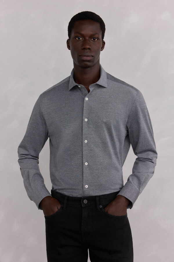 Pedro del Hierro Camisa de malha malha Cizento