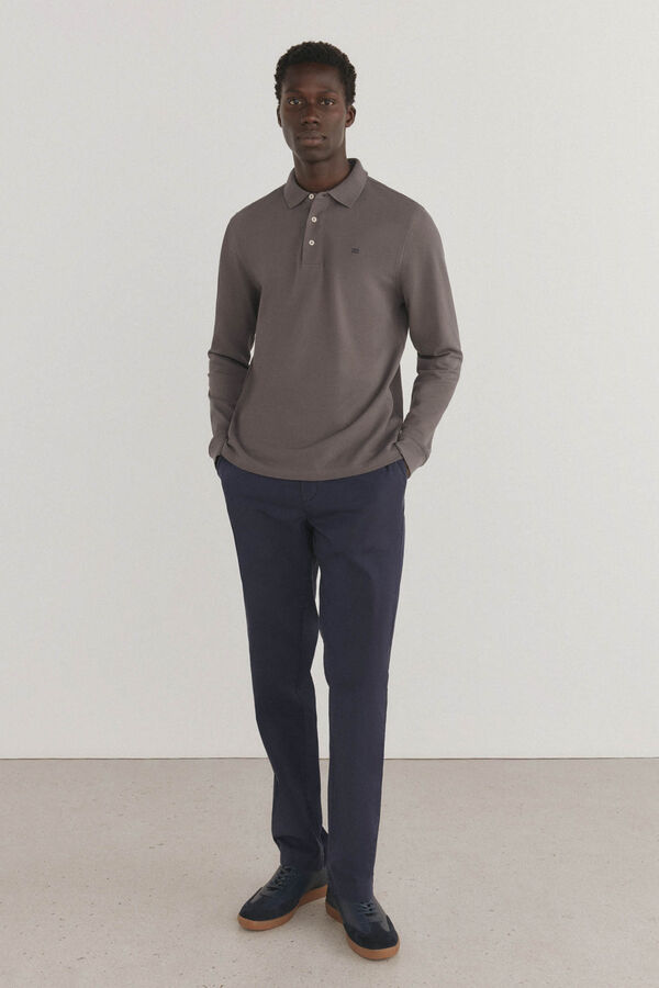 Pedro del Hierro Polo b&aacute;sico manga larga Gris