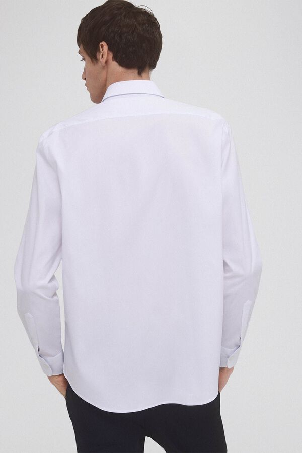 Pedro del Hierro Camisa de fato lisa f&aacute;cil de engomar Branco