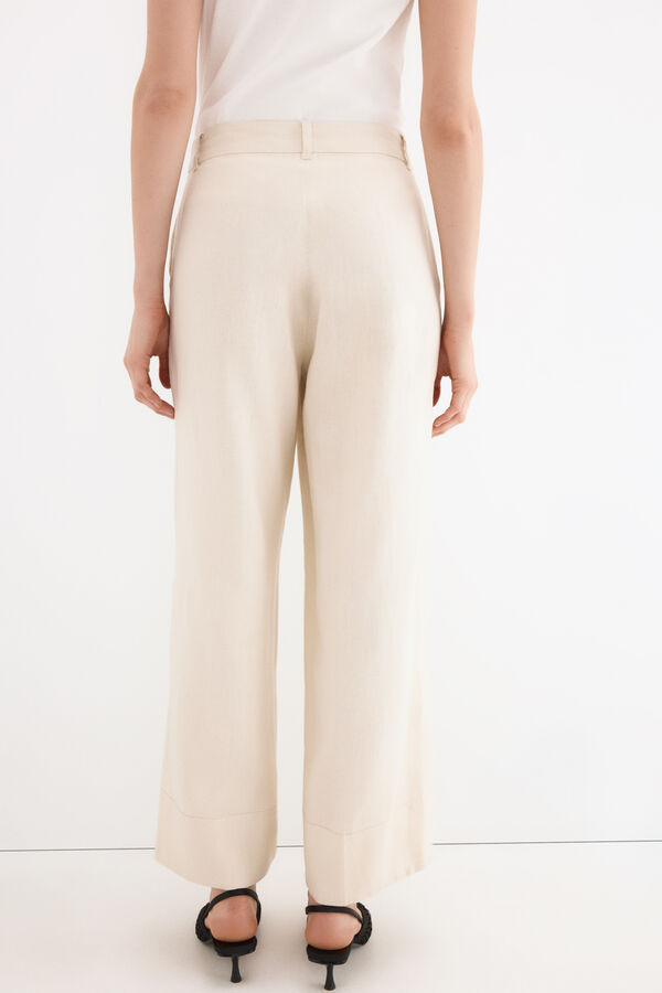 Pedro del Hierro Cal&ccedil;a reta de linho Ecru