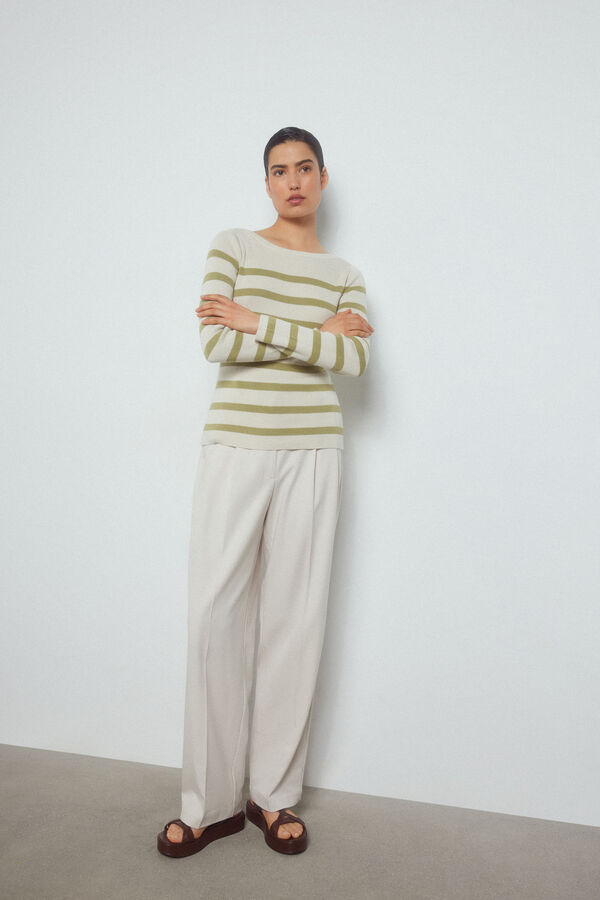 Pedro del Hierro Jersey de rayas canale botones Beige