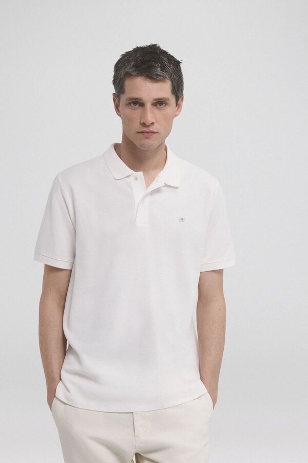 Pedro del Hierro Polo b&aacute;sica com logo bordado Ecru