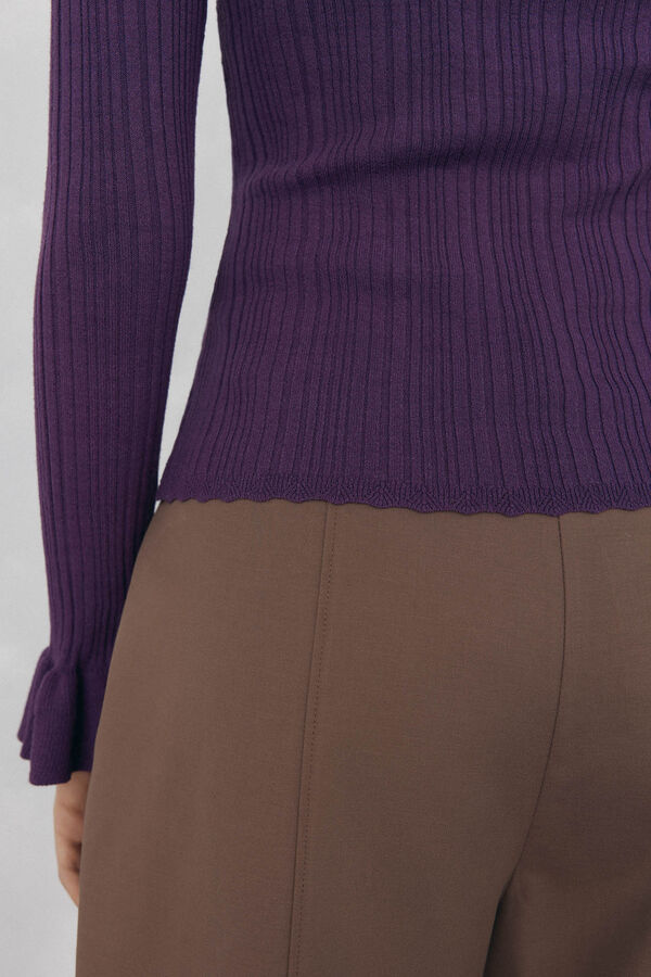 Pedro del Hierro Jersey punto fino canal&eacute; volante Morado