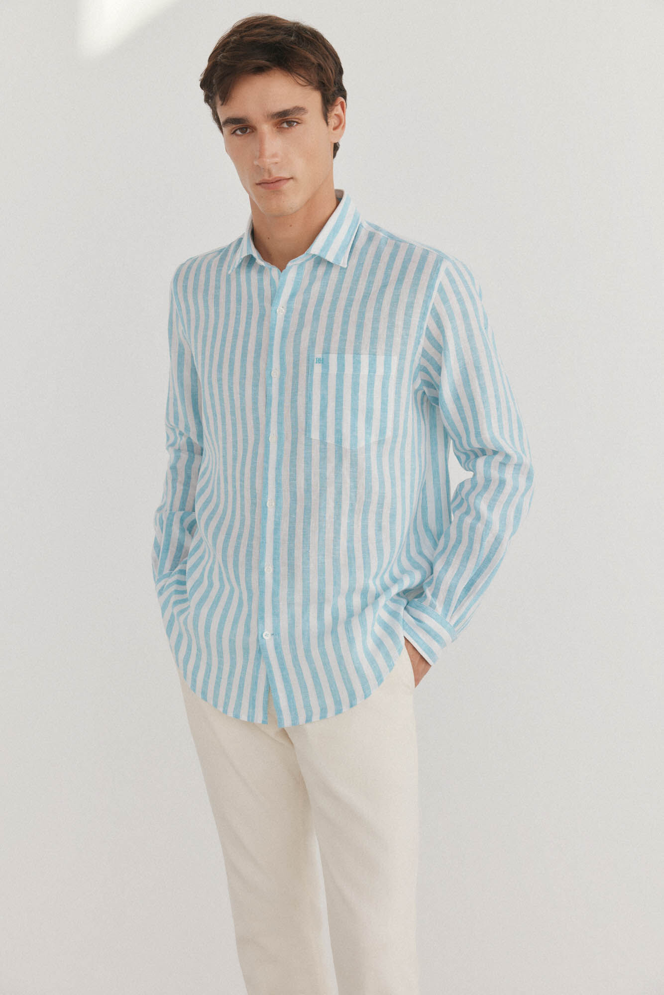 Pedro del Hierro Camisa rayas lino