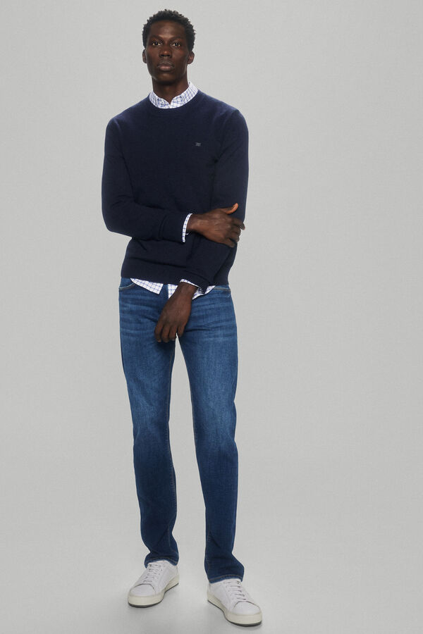 Pedro del Hierro Jersey lana cashmere cuello redondo Azul