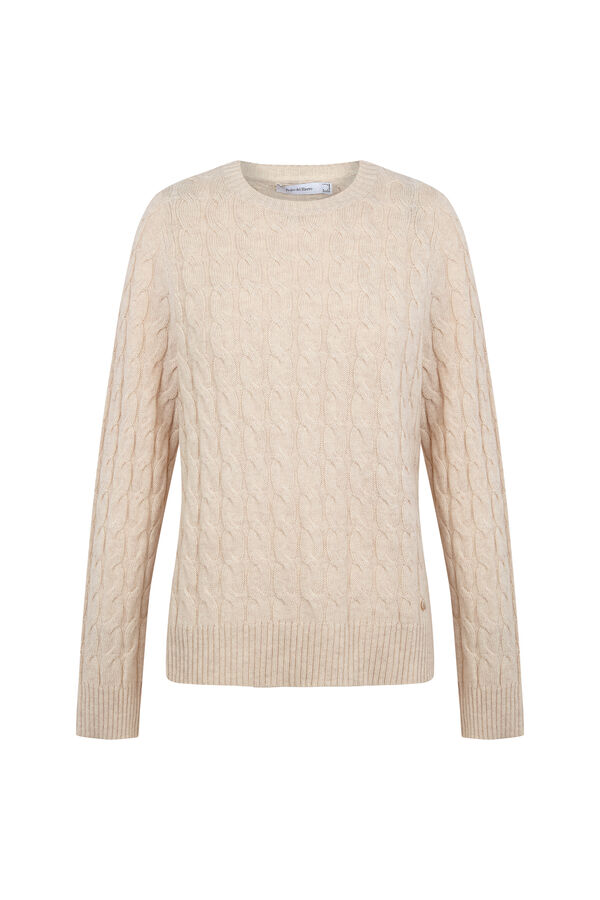 Pedro del Hierro Su&eacute;ter de oitos de l&atilde; merino Beige