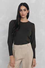 Pedro del Hierro Camisola canelada manga abaloada Verde