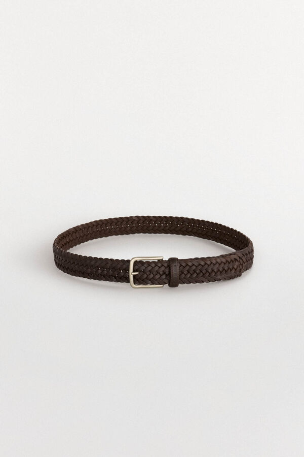 Pedro del Hierro Cintur&oacute;n piel trenzado Marr&oacute;n
