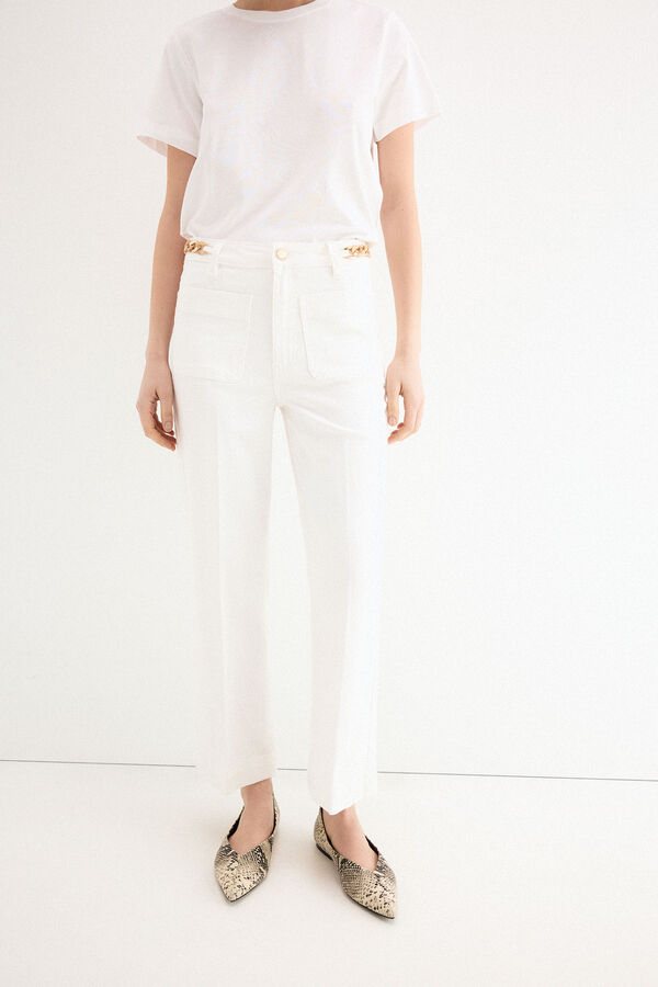 Pedro del Hierro Jeans cano reto cropped Branco