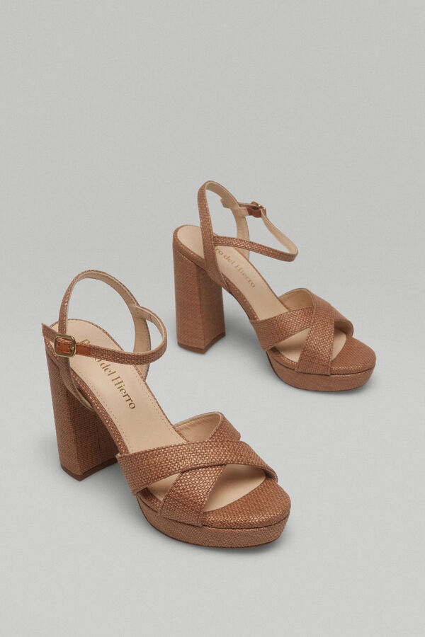 Pedro del Hierro Sandalia plataforma rafia Beige