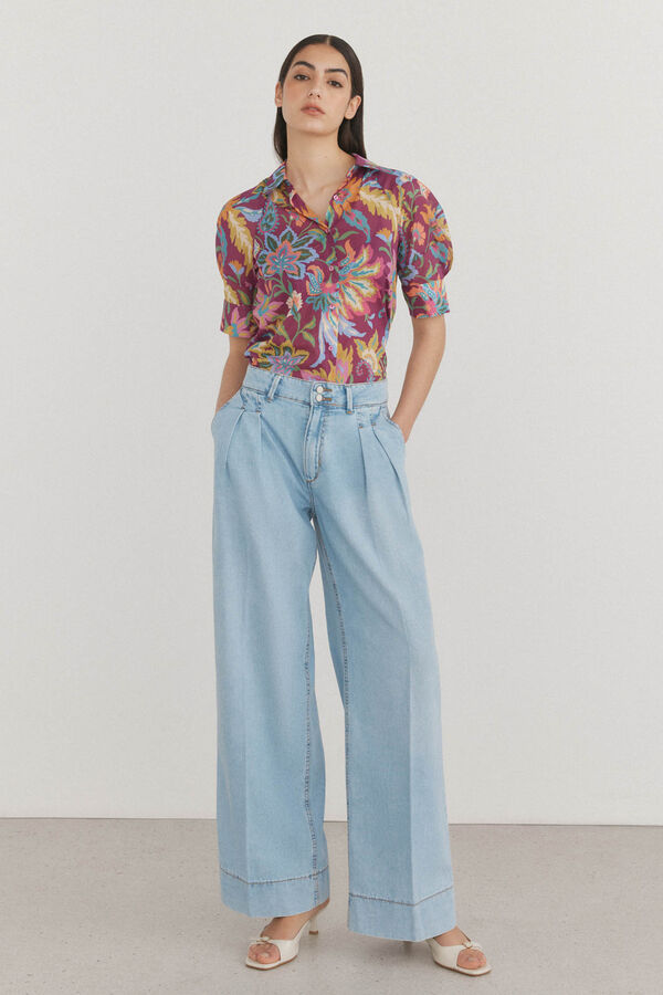 Pedro del Hierro Camisa voile estampada P&uacute;rpura