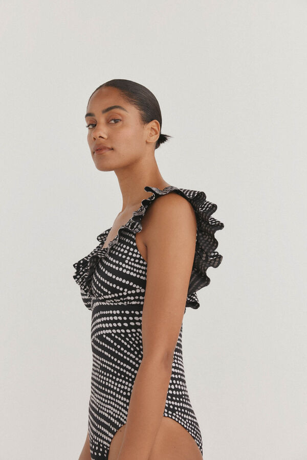 Pedro del Hierro Fato de banho folhos Preto