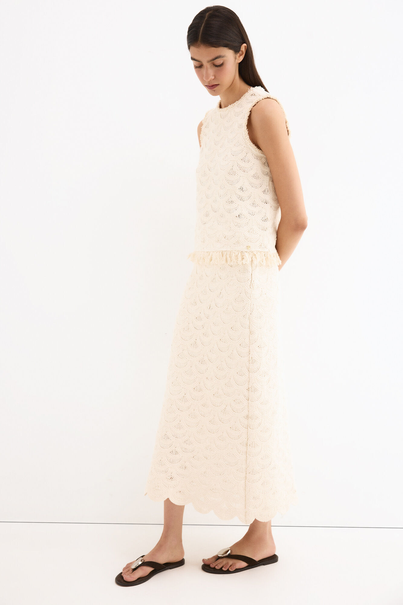 Pedro del Hierro Saia reta midi em crochet